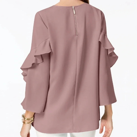 Alfani Ruffled-Sleeves Zip-Back Top Size Small - Picture 2 of 8